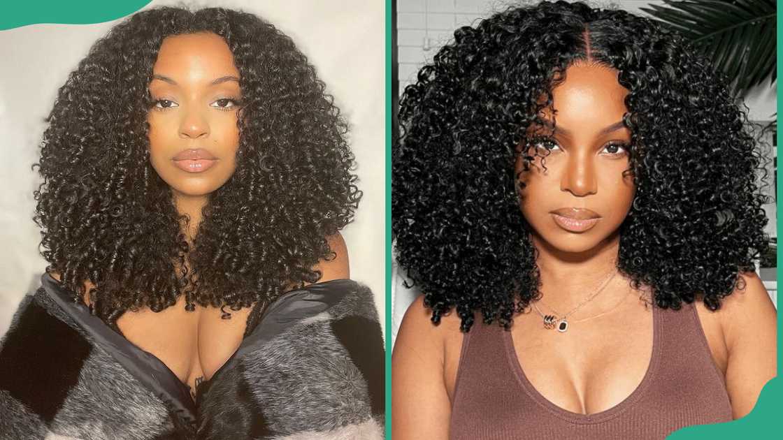 Ladies with the middle part shoulder curl Ladies with the middle part shoulder curl