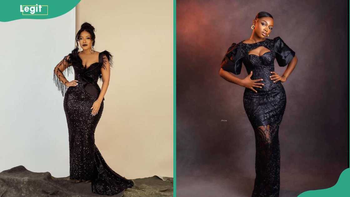 Ladies wearing black sequence gowns Ladies wearing black sequence gowns