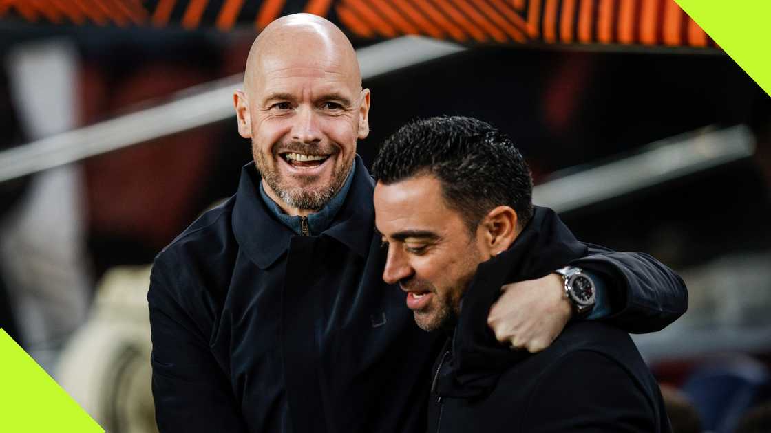 Xavi and Erik ten Hag faced each other when Manchester United and Barcelona met in the Europa League