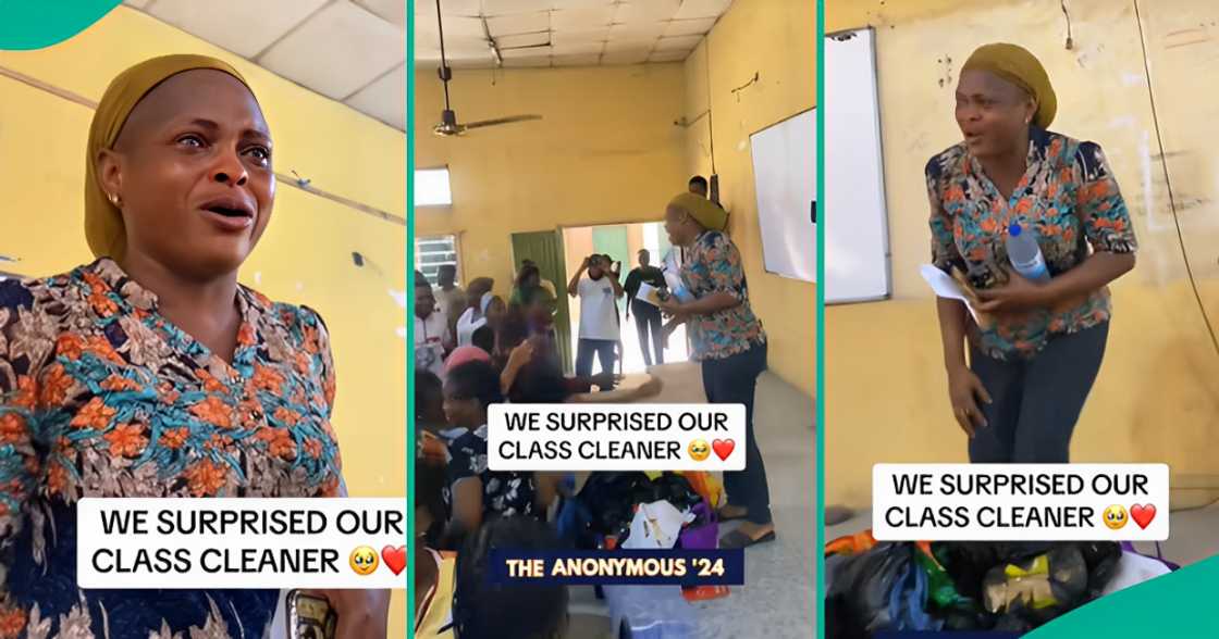Students surprise class cleaner with gifts, she cries in viral video Students surprise class cleaner with gifts, she cries in viral video