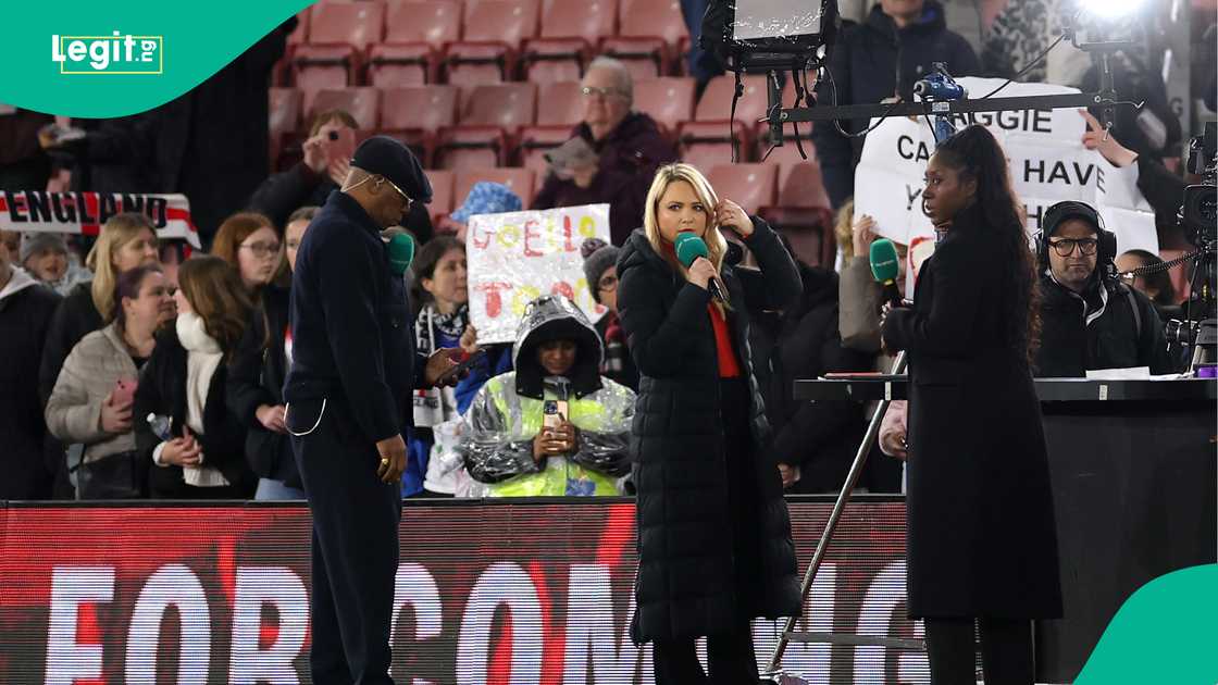 Katie Shanahan, Ian Wright, Anita Asante, Laura Woods, England. Katie Shanahan, Ian Wright, Anita Asante, Laura Woods, England.