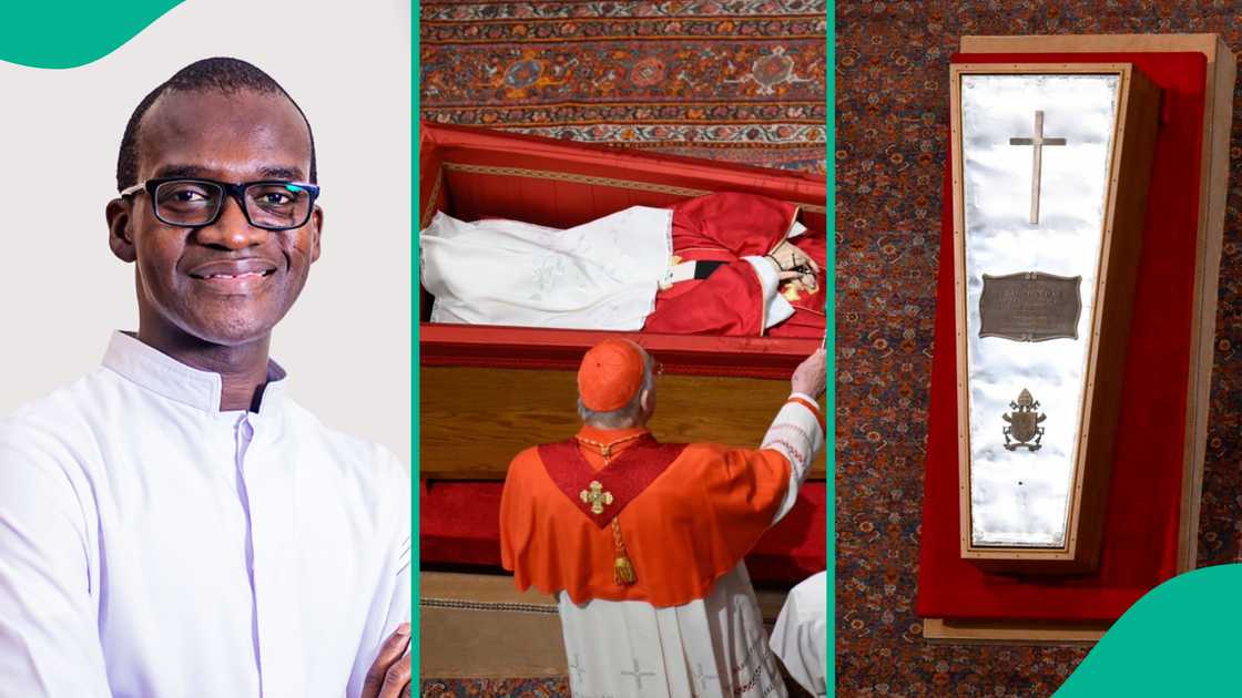 Priest explains why a Pope's face is covered before burial. Priest explains why a Pope's face is covered before burial.