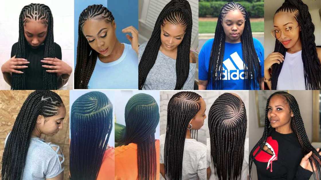 Cornrows and braid strands combo Cornrows and braid strands combo