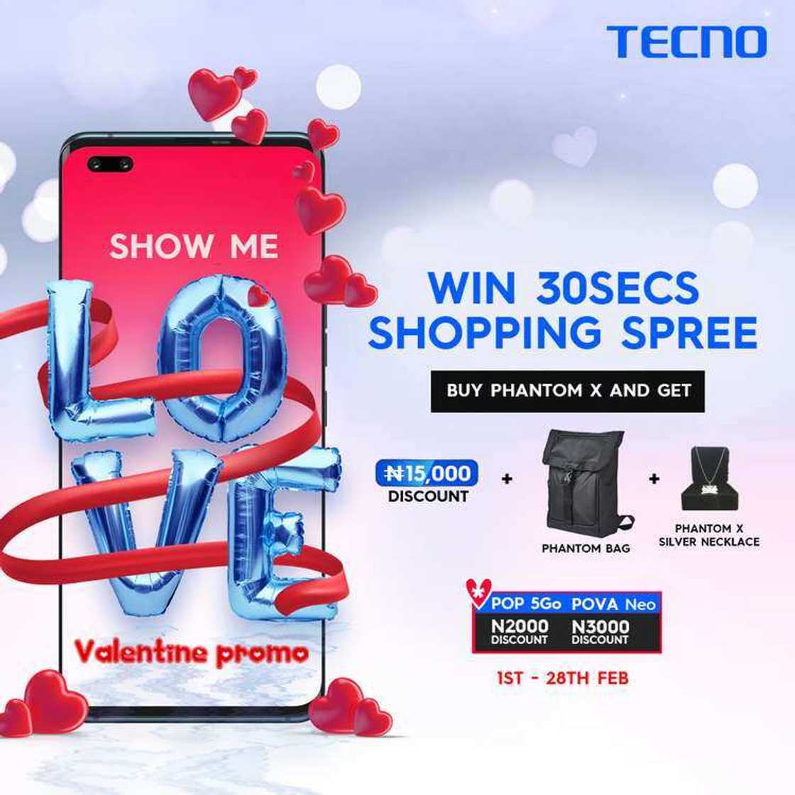 It’s the Season of Love: Win Exciting Prizes with the TECNO “Show Me Love” Promo It’s the Season of Love: Win Exciting Prizes with the TECNO “Show Me Love” Promo