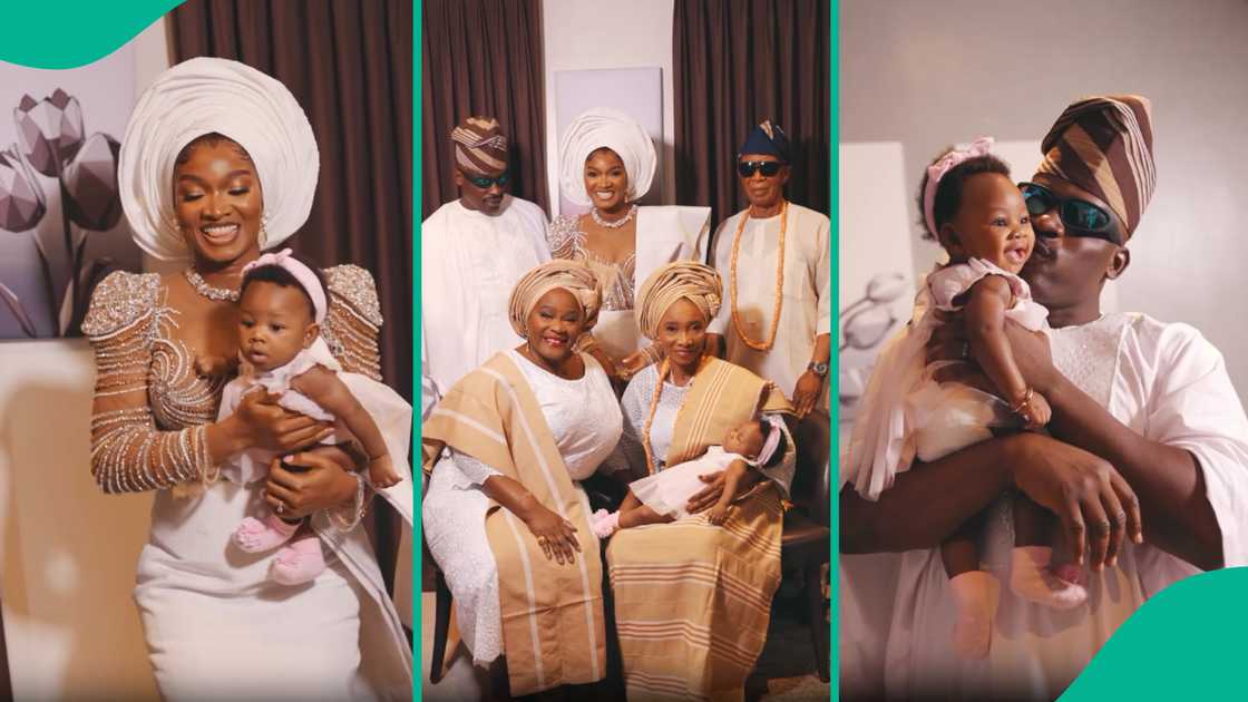 Actress Wofai Fada and husband's family celebrate child's dedication.