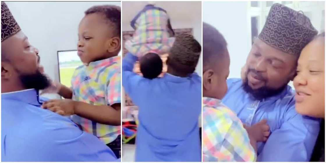 Reactions as Actress Toyin Abraham Excitedly Announces That Her Son Now Lets Her Kiss His Dad Reactions as Actress Toyin Abraham Excitedly Announces That Her Son Now Lets Her Kiss His Dad