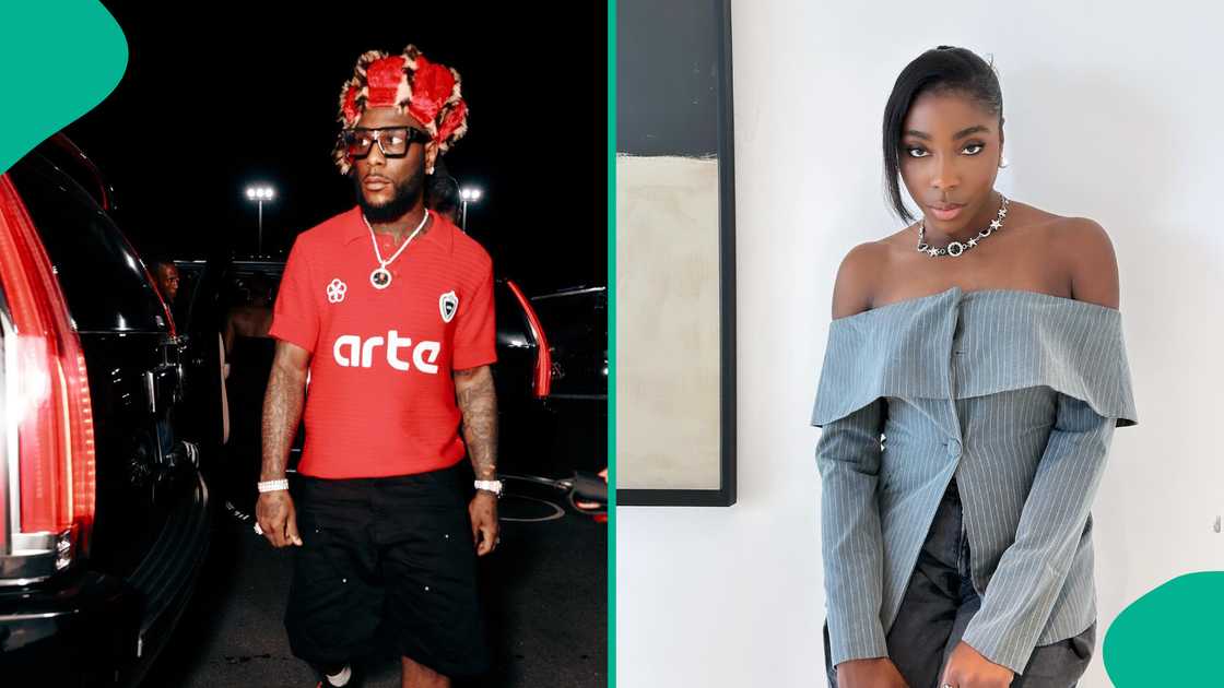 Burna Boy and his sister rock fancy outfits