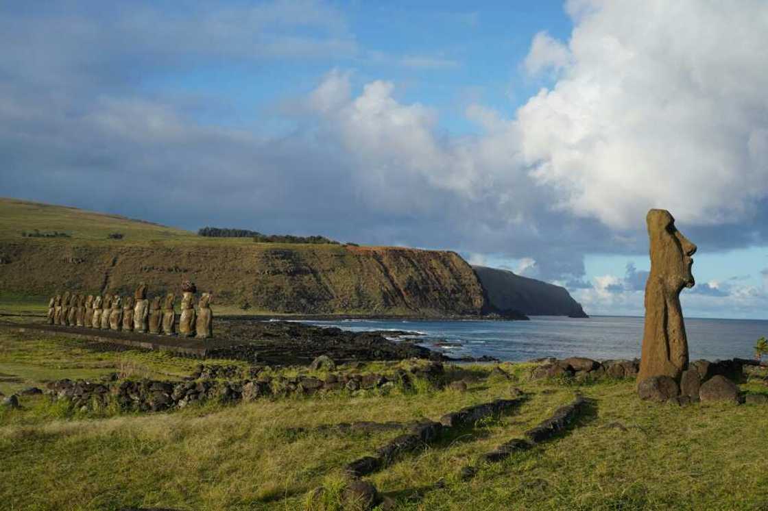 Easter Island's giant human moai statues were carved by the indigneous Rapa Nui people some time between 1200 and 1500 AD Easter Island's giant human moai statues were carved by the indigneous Rapa Nui people some time between 1200 and 1500 AD