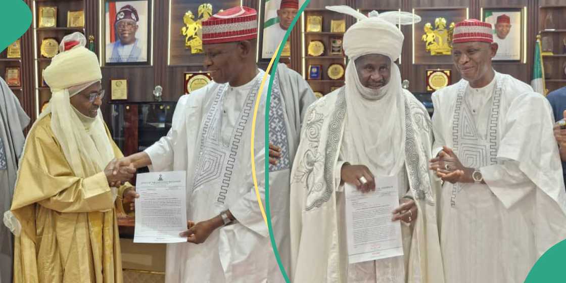 Abba Yusuf ya mika takardar kama aiki ga sababbin sarakunan Kano Abba Yusuf ya mika takardar kama aiki ga sababbin sarakunan Kano