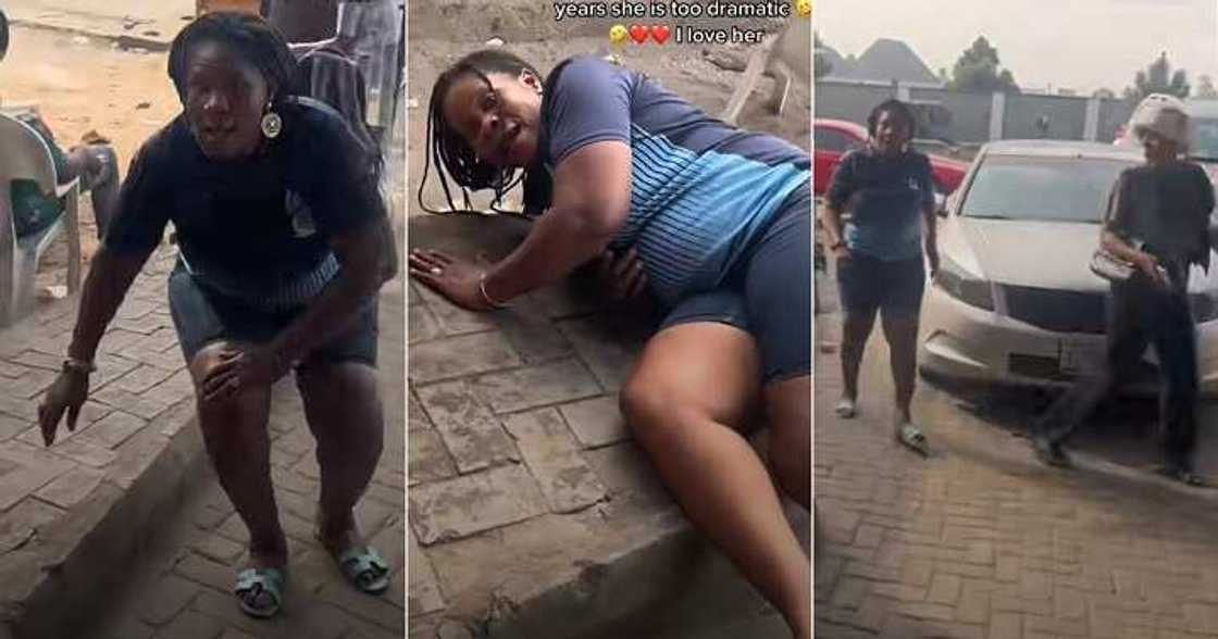 Dramatic mum falls to the floor Dramatic mum falls to the floor