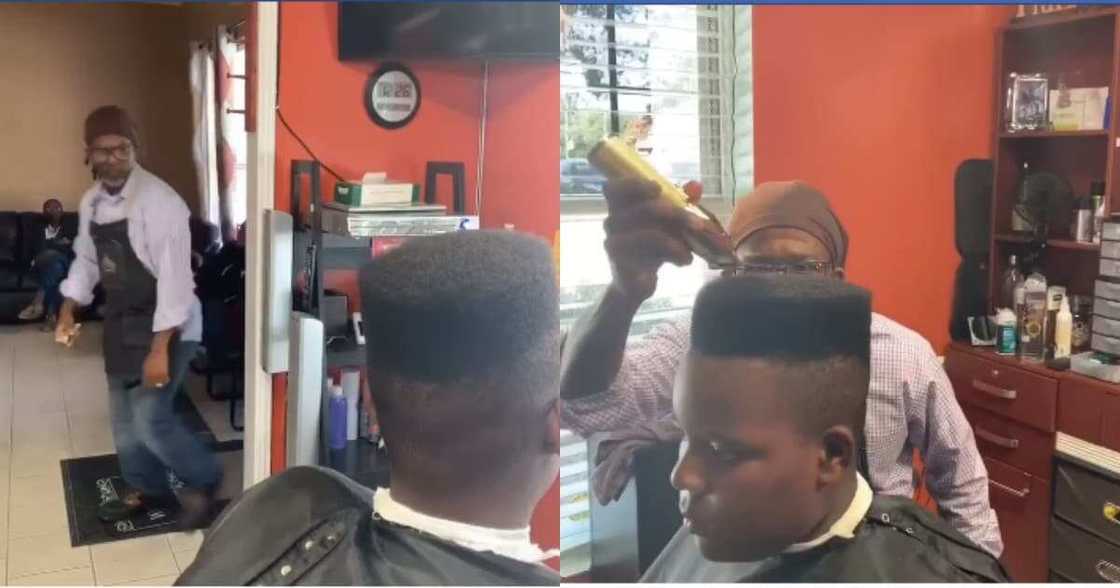 Hilarious video of barber showing prowess while shaving a client goes viral Hilarious video of barber showing prowess while shaving a client goes viral