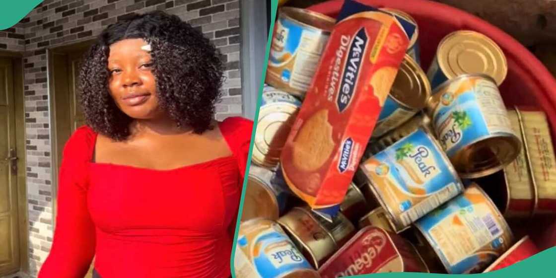 The lady shares the food that was ready to be sent by her mother The lady shares the food that was ready to be sent by her mother
