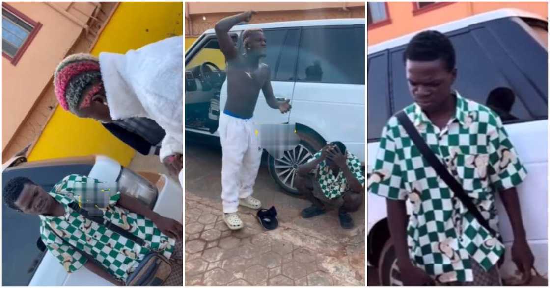 Photos of controversial singer Portable assaulting Manny Monie Photos of controversial singer Portable assaulting Manny Monie