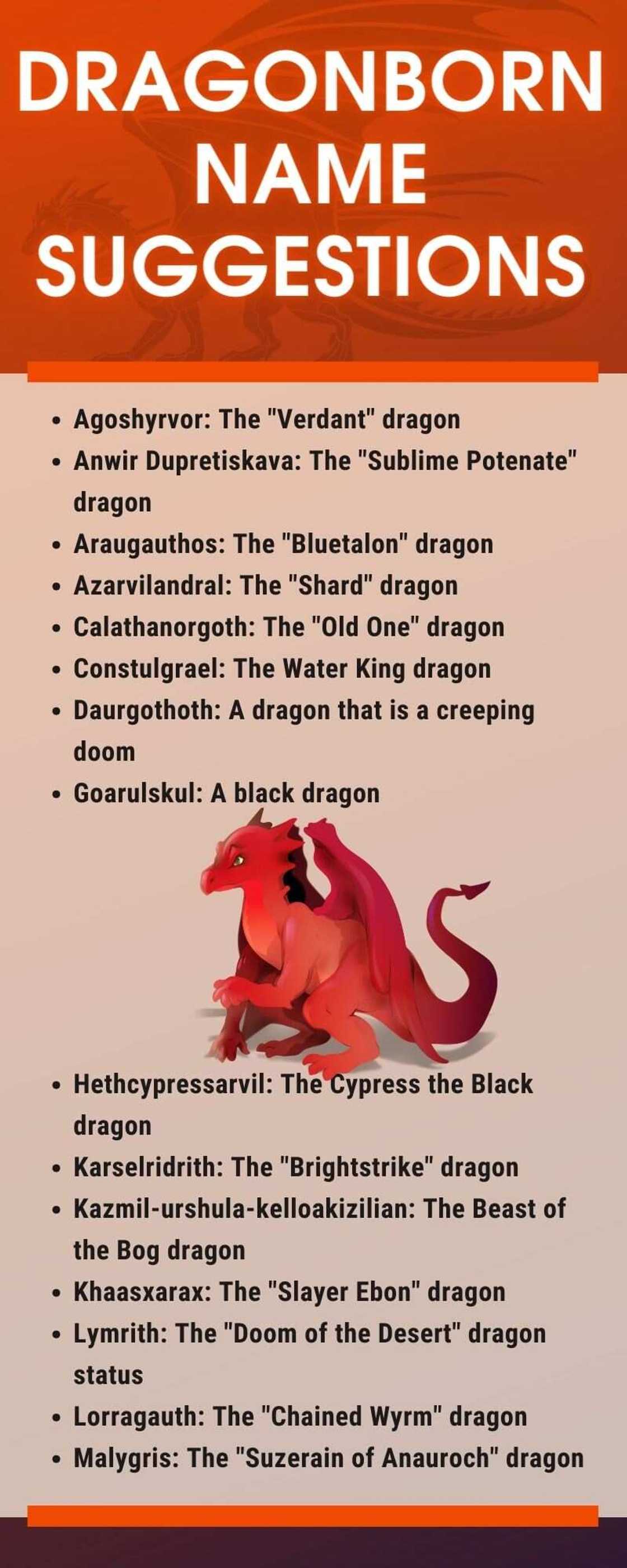 Dragonborn name suggestions for your newly created character Dragonborn name suggestions for your newly created character