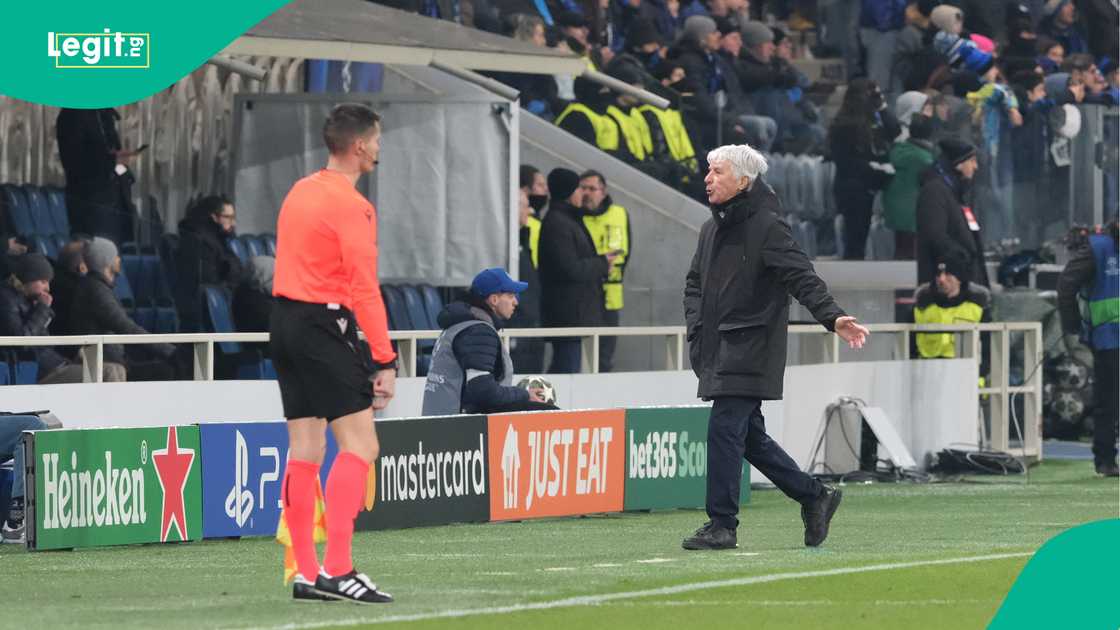 Gian Piero Gasperini, Atalanta, Club Brugge, Gewiss Stadium, Bergamo, Italy, UEFA Champions League. Gian Piero Gasperini, Atalanta, Club Brugge, Gewiss Stadium, Bergamo, Italy, UEFA Champions League.
