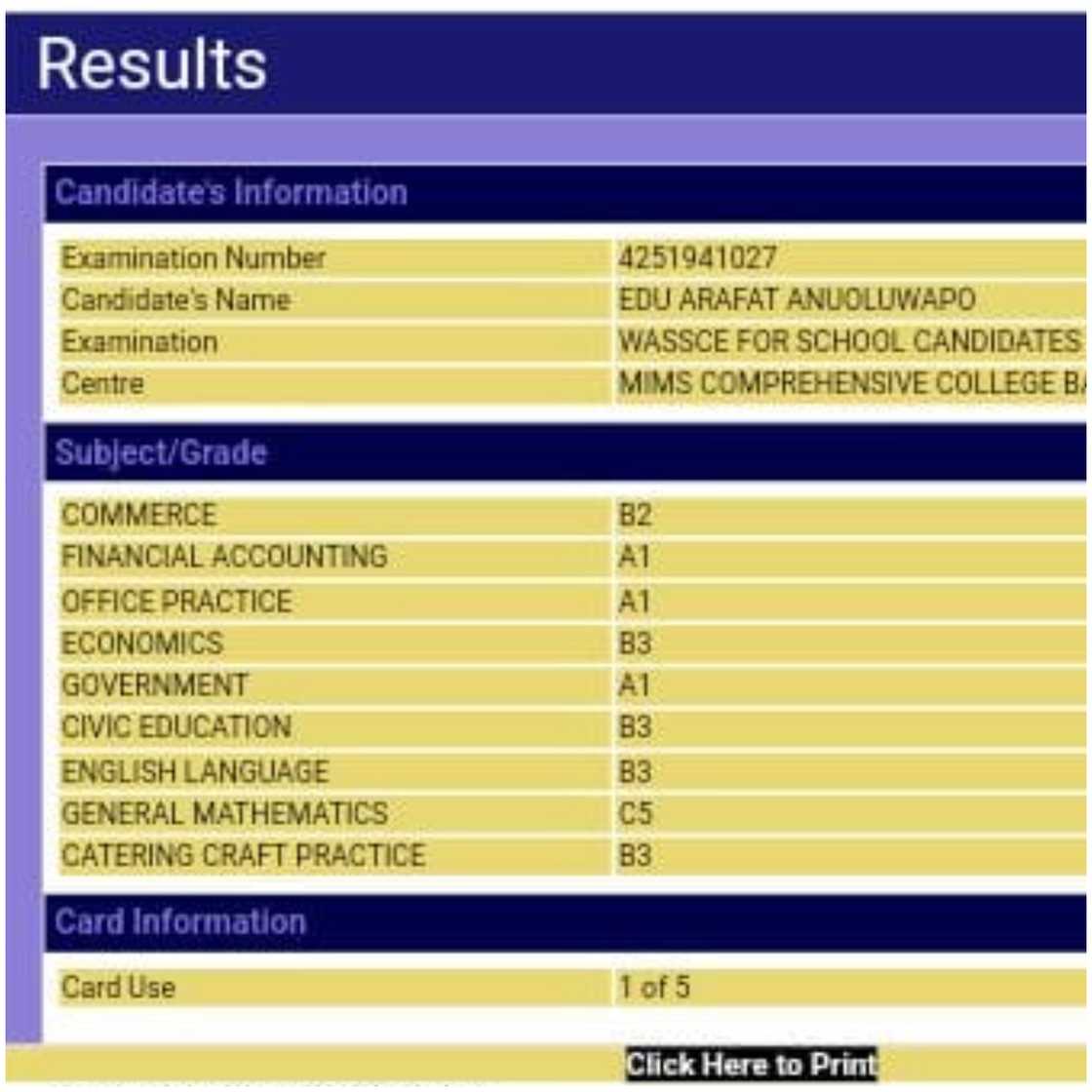 Lagos student WAEC 2024 result