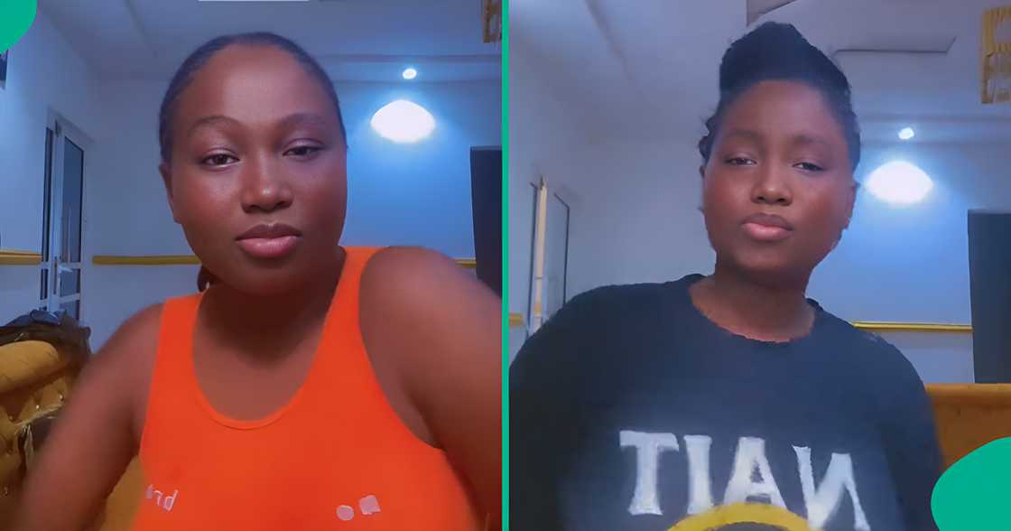 A woman is surprised after seeing the amount of palm oil her husband used in making egusi soup.