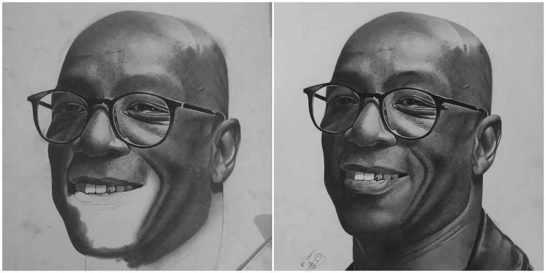 Young man makes beautiful pencil drawing for English football legend, UK man surprises him