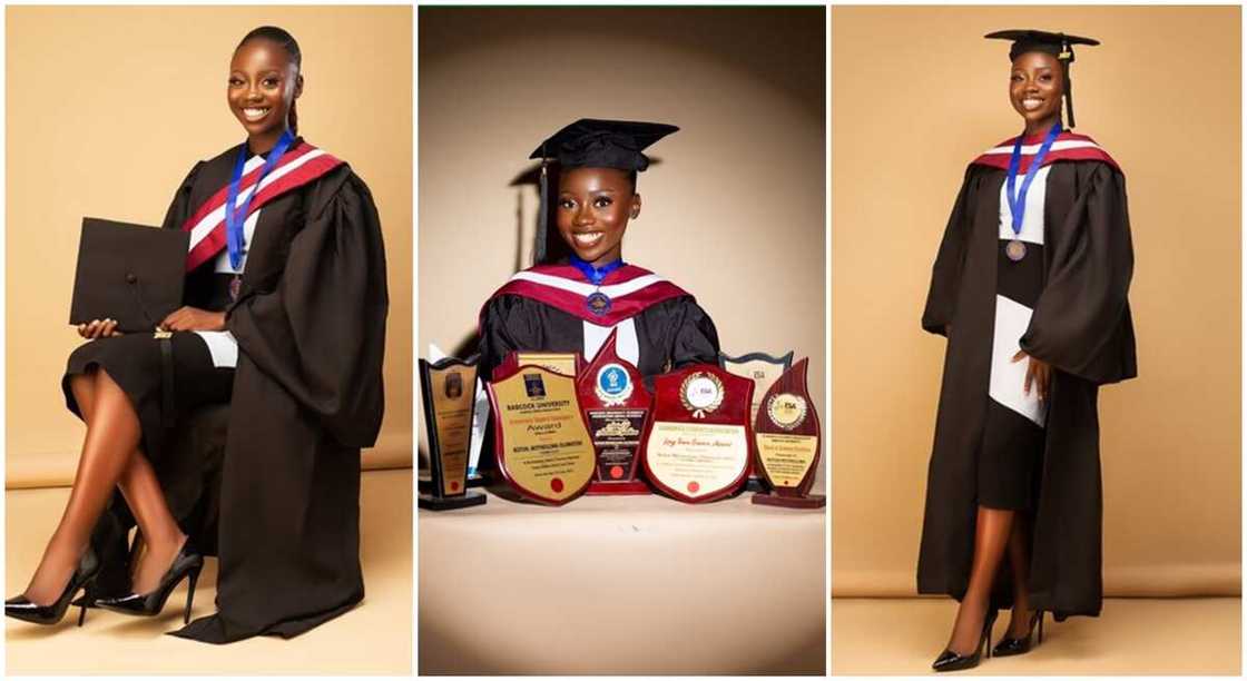 Photos of Moyin who graduated from Babcock University as best student. Photos of Moyin who graduated from Babcock University as best student.