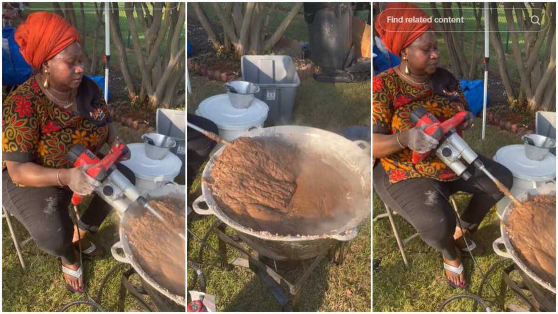 Woman prepared amala/Woman used machine. Woman prepared amala/Woman used machine.