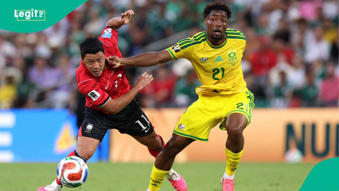 Hee-Chan Hwang in action against Ime Okon during the FIFA World Cup 2026 Group A match between South Africa and Korea. Photo by Carl Recine
