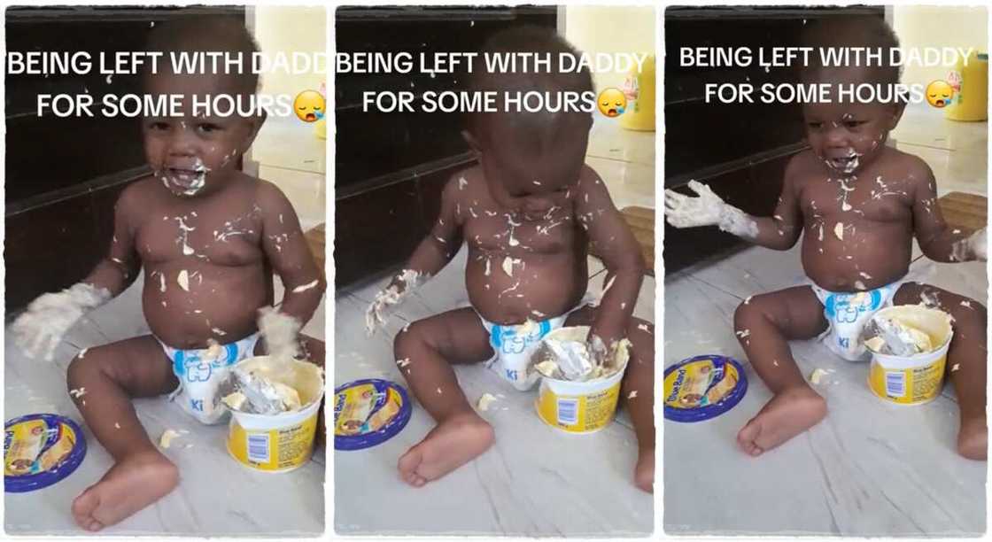 Photos of baby messing himself up with Blue Band. Photos of baby messing himself up with Blue Band.