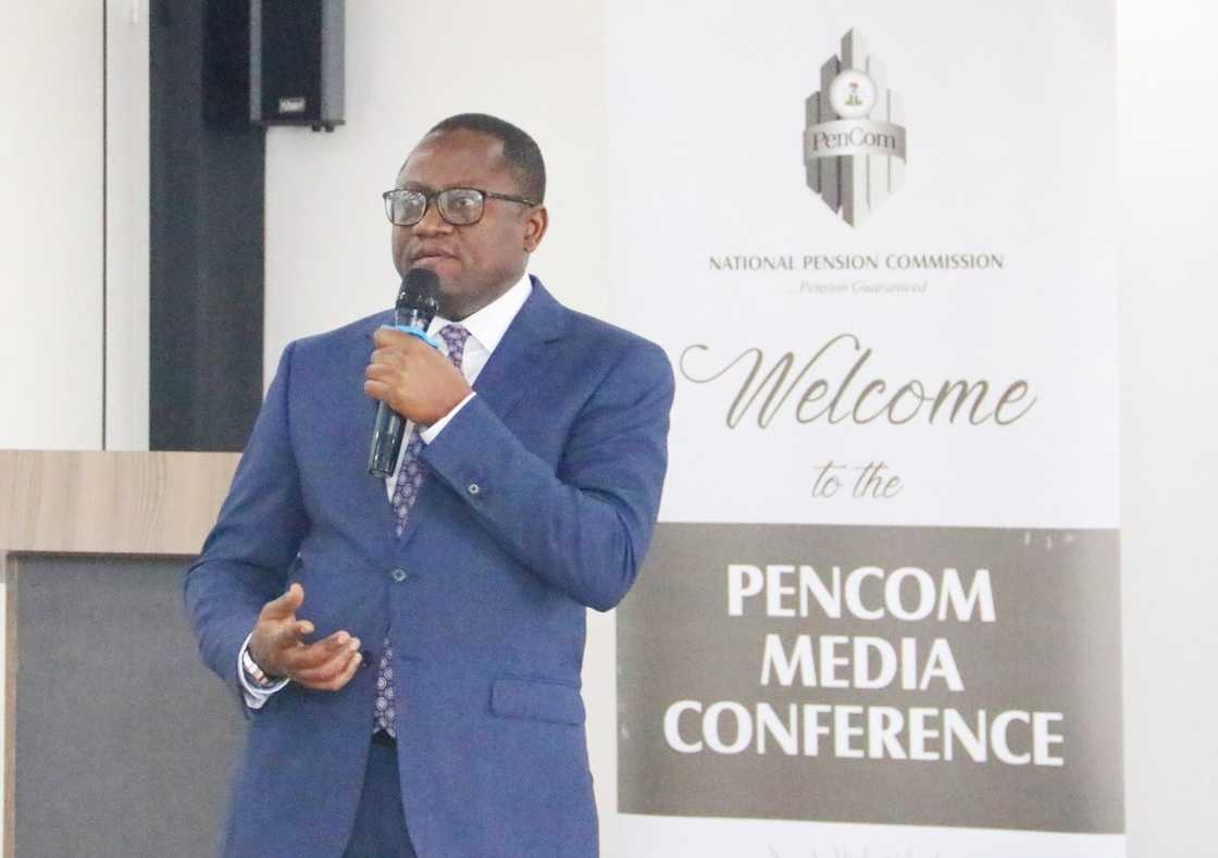 PENCOM employee addressing the media