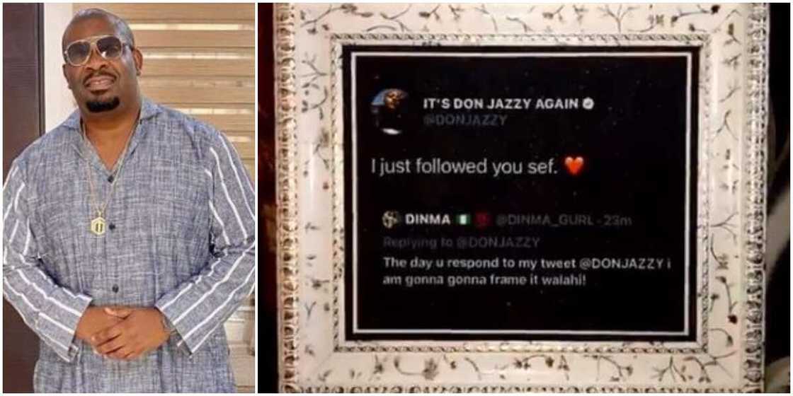 Don Jazzy gives fan N100k for framing his tweet (video) Don Jazzy gives fan N100k for framing his tweet (video)