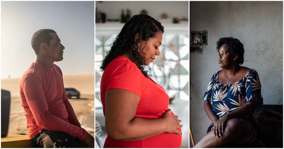 Lady, friend's husband, pregnant, child Lady, friend's husband, pregnant, child