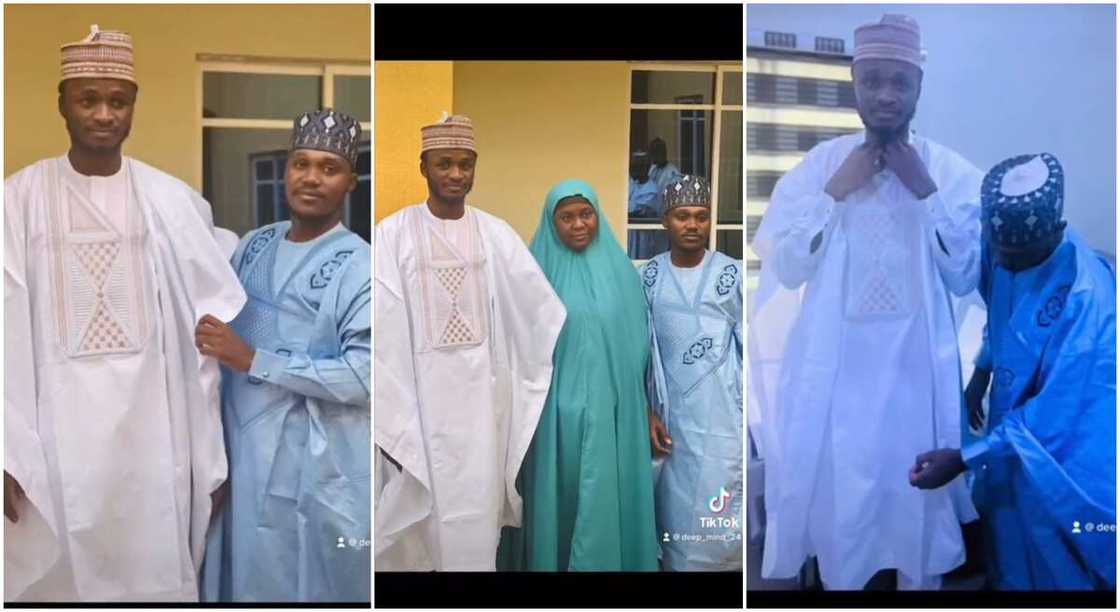 Photos of a bride, groom and friend. Photos of a bride, groom and friend.