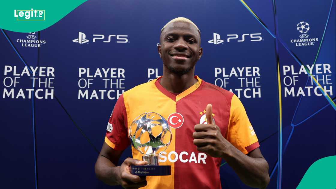 Victor Osimhen, Liverpool, Galatasaray, Rams Park, Istanbul, Turkiye, UEFA Champions League, Victor Osimhen celebrates his goal against Liverpool. Victor Osimhen, Liverpool, Galatasaray, Rams Park, Istanbul, Turkiye, UEFA Champions League, Victor Osimhen celebrates his goal against Liverpool.