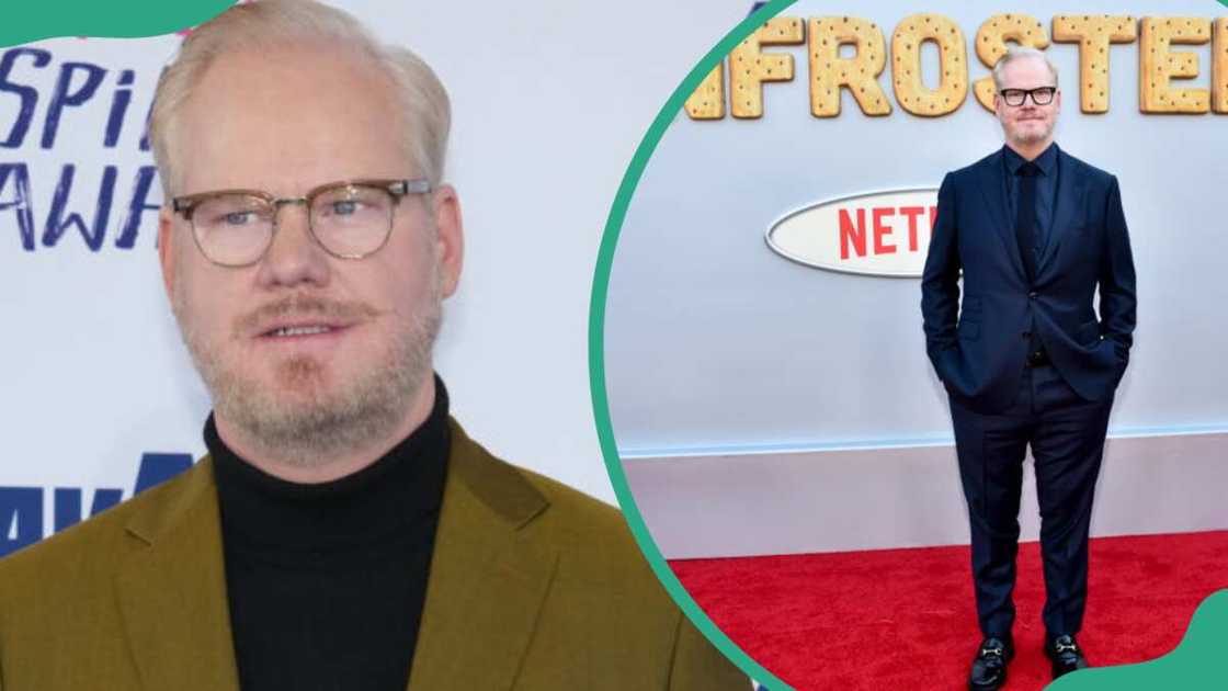 Jim Gaffigan attends the 2024 Film Independent Spirit Awards (L). Jim Gaffigan at the Los Angeles premiere of Unfrosted held at The Egyptian Theatre Hollywood (R) Jim Gaffigan attends the 2024 Film Independent Spirit Awards (L). Jim Gaffigan at the Los Angeles premiere of Unfrosted held at The Egyptian Theatre Hollywood (R)