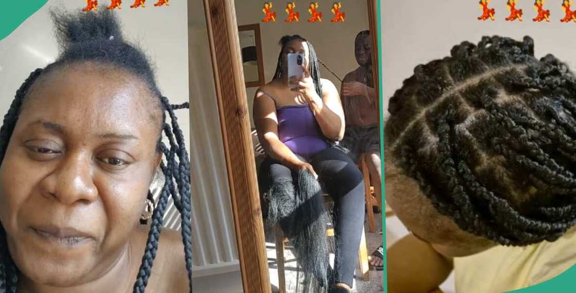 Man braids wife's hair himself in UK, saves her thousands of naira