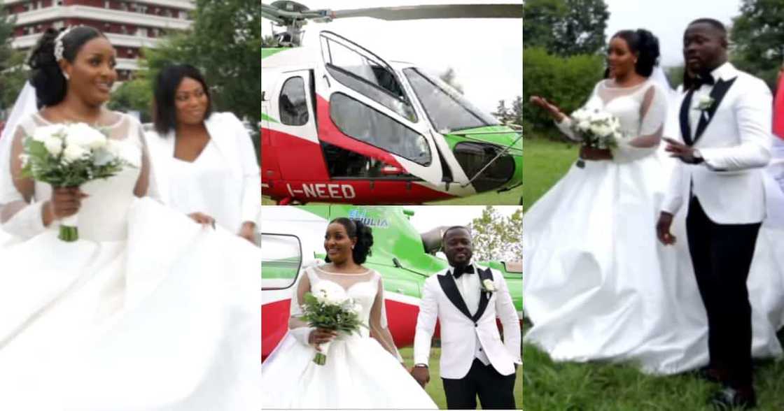 Ghanaian bride arrives at her wedding in a chopper Ghanaian bride arrives at her wedding in a chopper