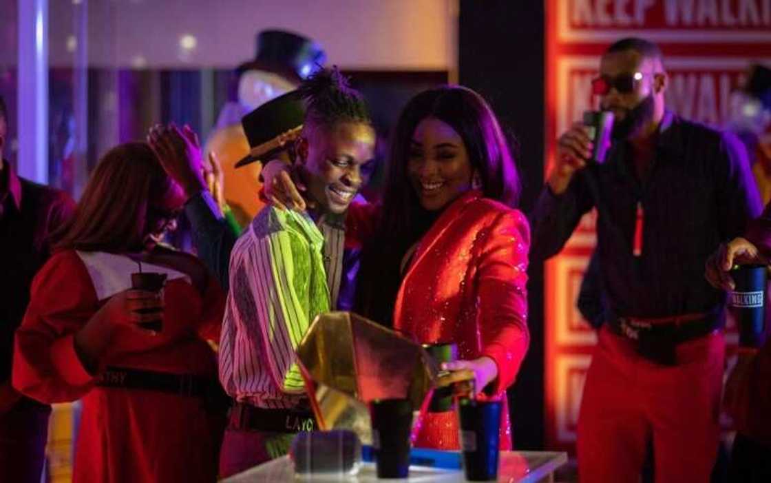 Erica and Laycon locked it. Photo source: AfricaMagic Erica and Laycon locked it. Photo source: AfricaMagic