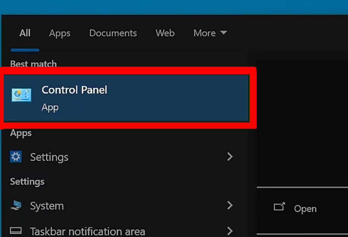 A screenshort showing the Control Panel app. A screenshort showing the Control Panel app.