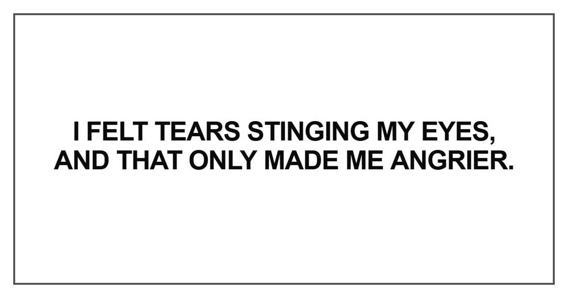 I felt tears stinging my eyes I felt tears stinging my eyes