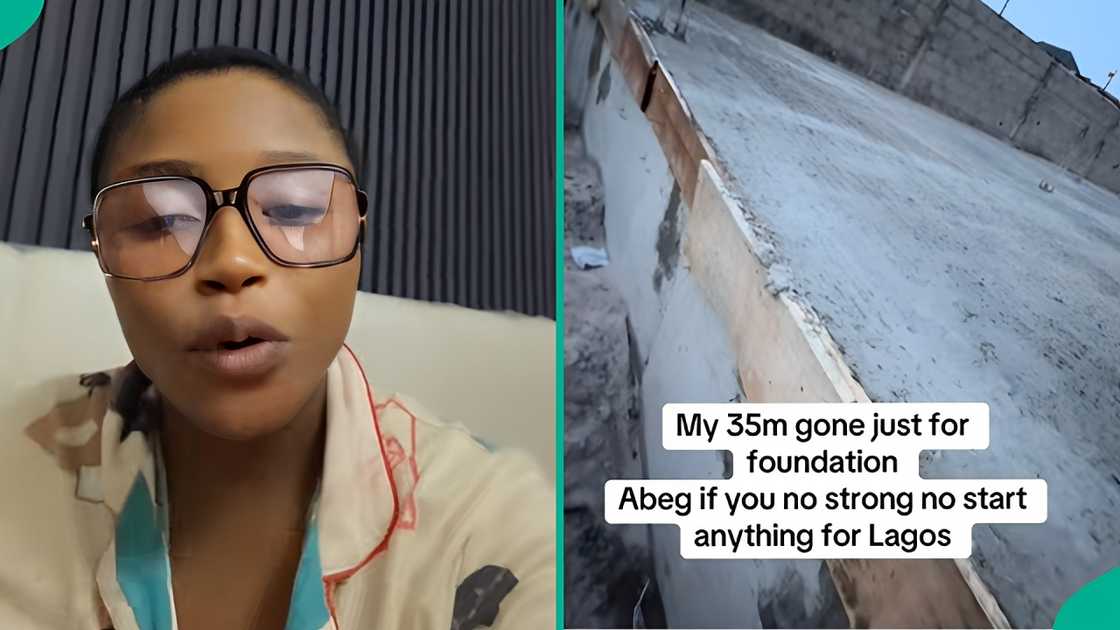 A Nigerian lady who spent N35 million on the foundation of her building showed a video of the site.