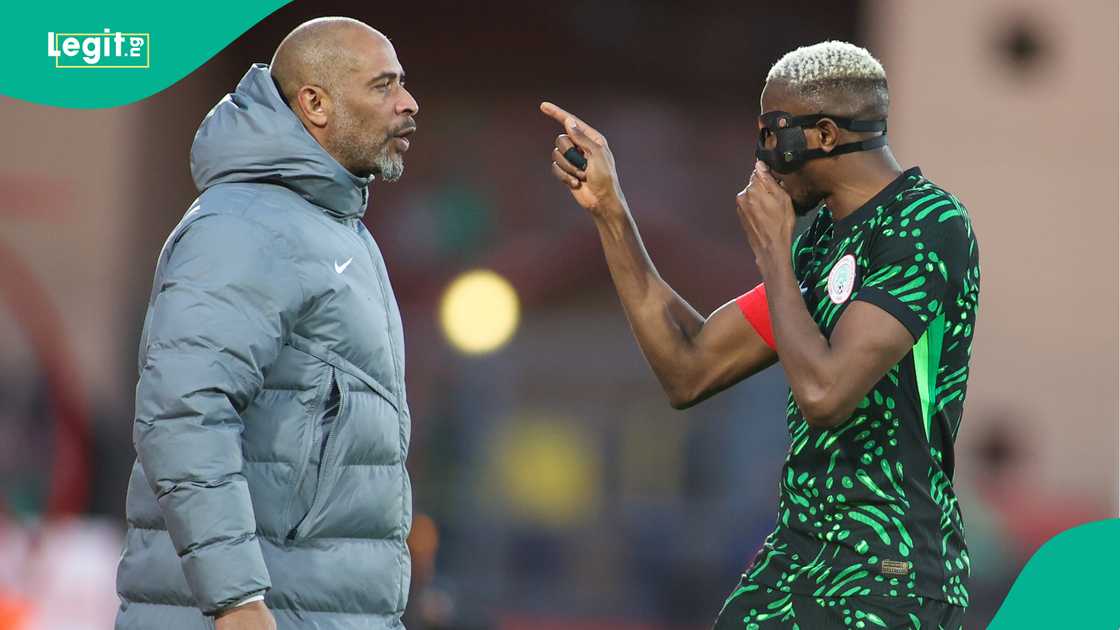 Nigeria's Victor Osimhen and coach Eric Chelle during the Africa Cup of Nations 2025 match against Algeria. Photo by Torbjorn Tande