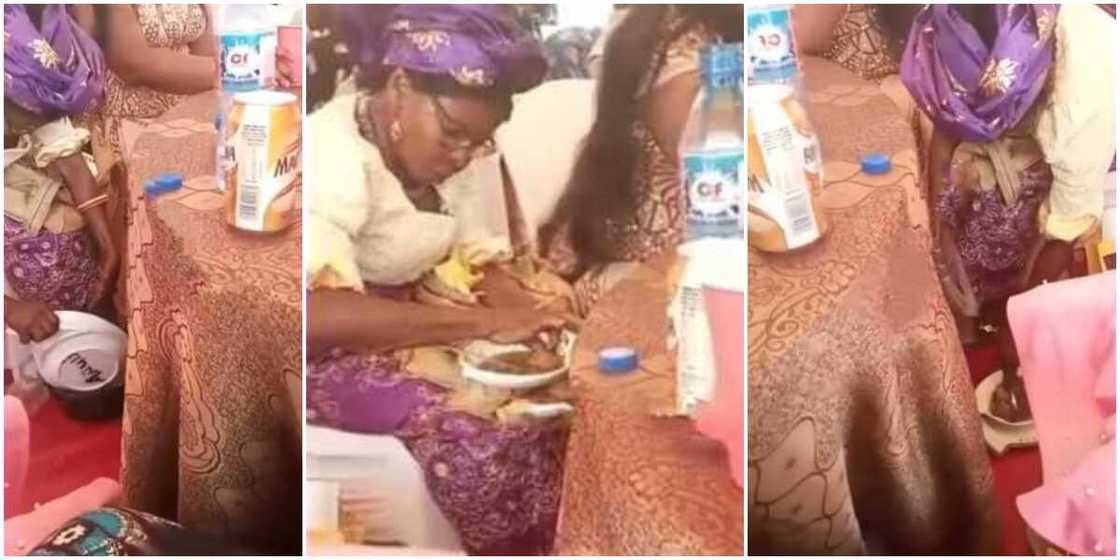 Mixed reactions trail video of well-dressed woman 'moving' food she was served at party into a nylon Mixed reactions trail video of well-dressed woman 'moving' food she was served at party into a nylon