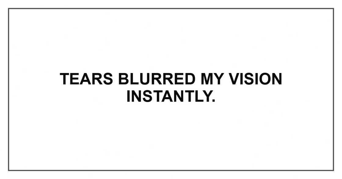 Tears blurred my vision instantly.