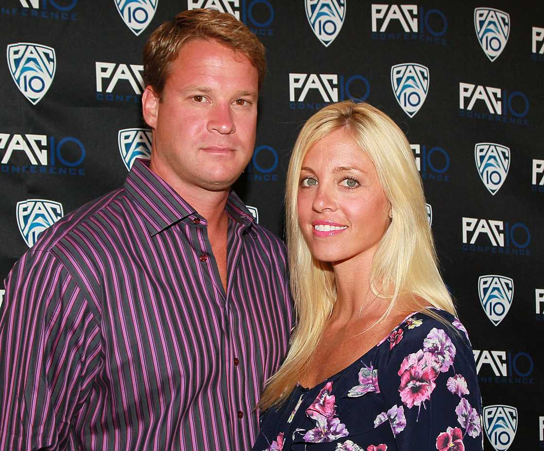 Lane Kiffin and Layla Kiffin attend FOX Sports/PAC-10 Conference