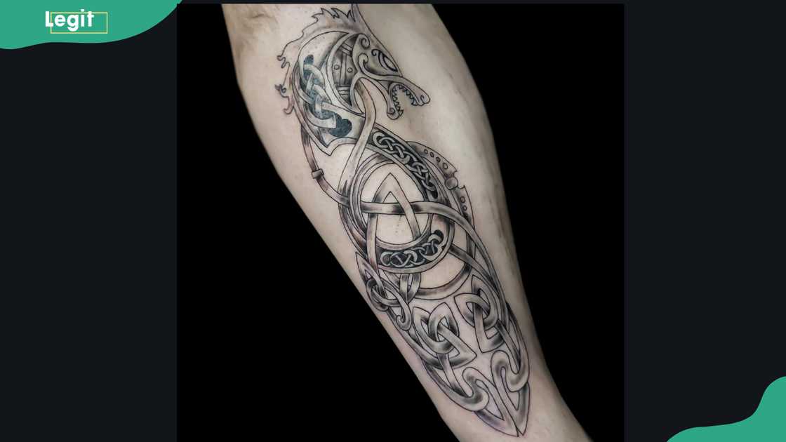 Celtic knot Fenrir tattoo