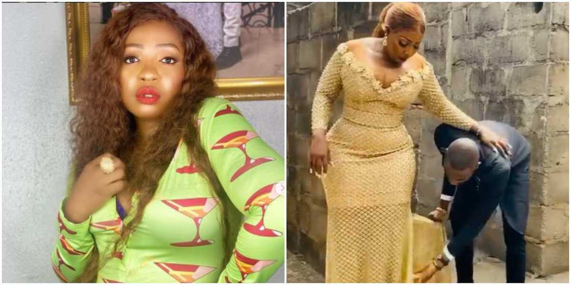 Anita Joseph taunts trolls as her husband adjusts her dress (video)