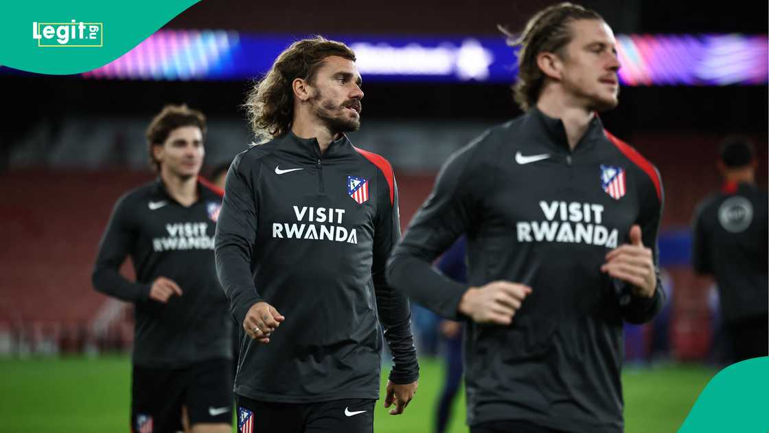 Julian Alvarez, Antoine Griezmann, Conor Gallagher, Atletico Madrid, Emirates Stadium, London, UEFA Champions League. Julian Alvarez, Antoine Griezmann, Conor Gallagher, Atletico Madrid, Emirates Stadium, London, UEFA Champions League.