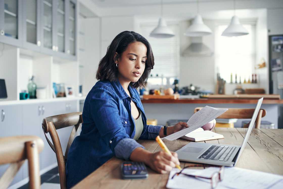 A distance learning student studying