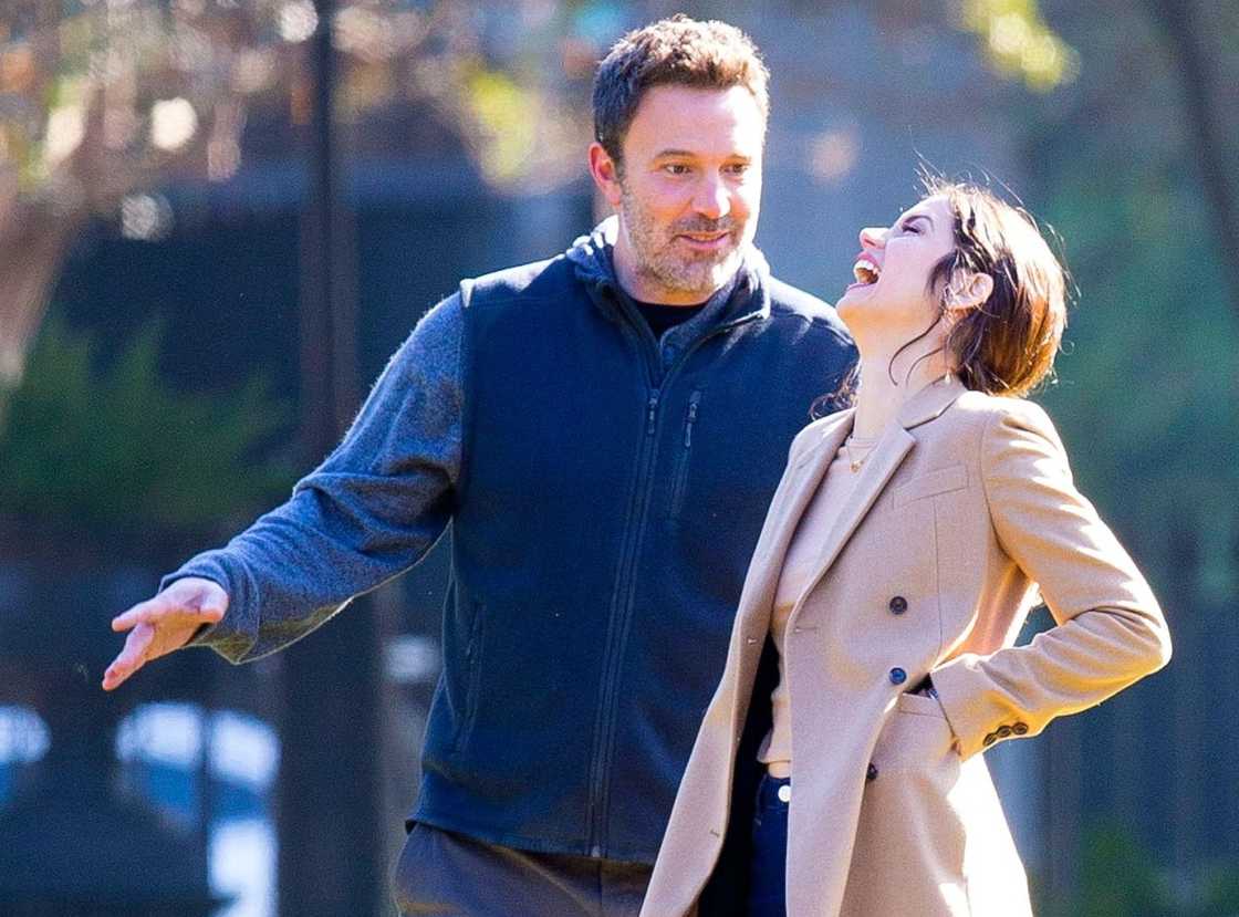 Ben Affleck and Ana de Armas share a happy moment.