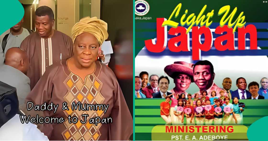 Video shows moment Pastor Adeboye, his wife and youngest son arrive in Japan, many react Video shows moment Pastor Adeboye, his wife and youngest son arrive in Japan, many react
