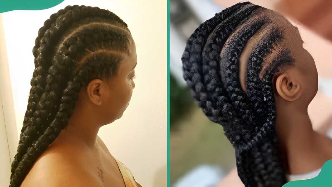 Jumbo straight-back cornrows are often large and chunky cornrows that make a bold statement.