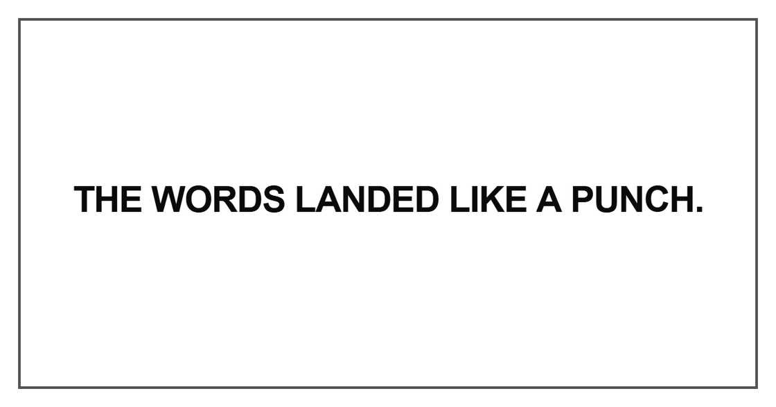 The words landed like a punch The words landed like a punch